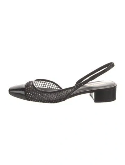 Pre-owned Veronica Beard Mesh Slingback Sandals In Black