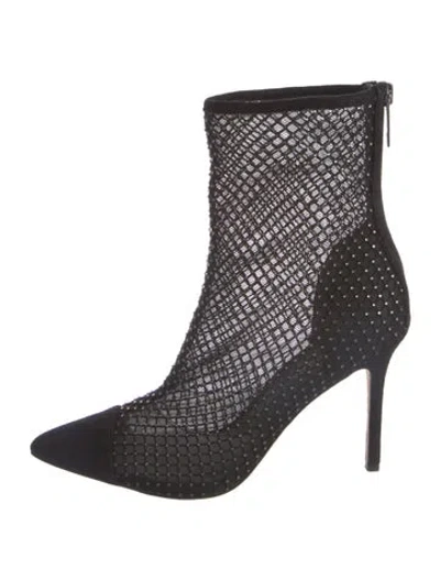 Pre-owned Veronica Beard Mesh Sock Boots In Black
