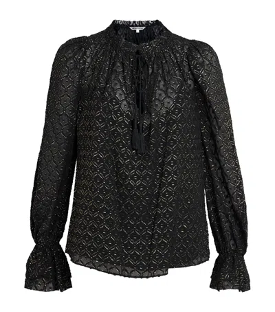 Veronica Beard Metallic Maxime Blouse In Black