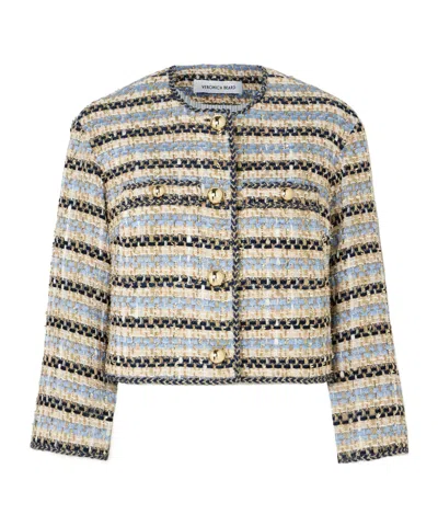 Veronica Beard Metallic Tweed Coat In Multi