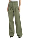 Veronica Beard Mia Pleated Wide-leg Trouser In Stone Army In Green