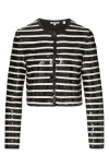 Veronica Beard Mickey Sequined Stripe Jacket In Black Off-white
