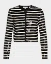Veronica Beard Mickey Sequined Stripe Jacket In Blackoff-white