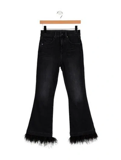 Pre-owned Veronica Beard Mid-rise Flared Jeans In Black