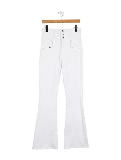 Pre-owned Veronica Beard Mid-rise Flared Jeans In White