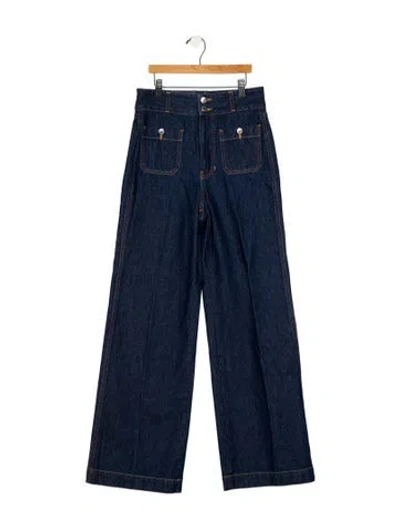 Pre-owned Veronica Beard Mid-rise Wide Leg Jeans In Blue