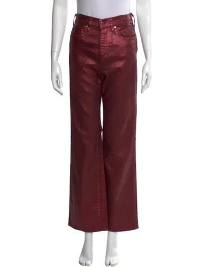 Pre-owned Veronica Beard Mid-rise Wide Leg Jeans In Red