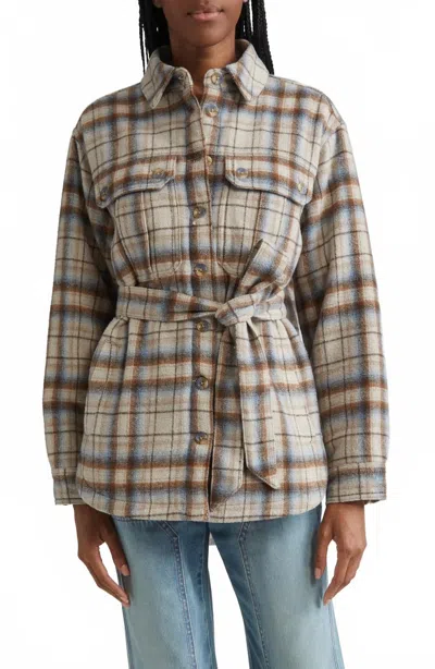 Veronica Beard Mikaela Belted Checked Flannel Jacket In Multi
