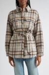 Veronica Beard Mikaela Belted Checked Flannel Jacket In Multi
