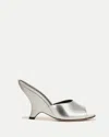 Veronica Beard Mila Metallic Wedge Slide Sandals In Silver
