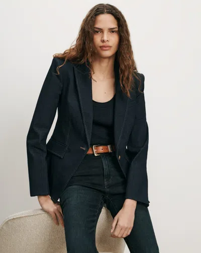 Veronica Beard Miller Denim Single-breasted Dickey Jacket In Midnight Wash
