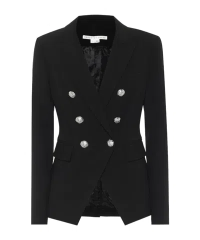 Veronica Beard Miller Dickey Double-breasted Grain De Poudre Blazer In Black