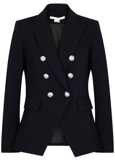 Veronica Beard Miller Dickey Double-breasted Grain De Poudre Blazer In Black