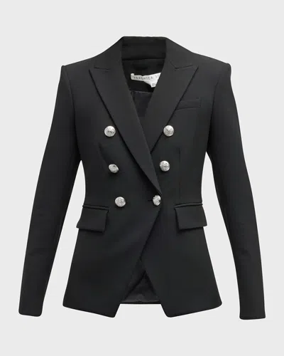 Veronica Beard Miller Dickey Double-breasted Grain De Poudre Blazer In Black