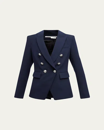Veronica Beard Miller Dickey Double-breasted Grain De Poudre Blazer In Navy