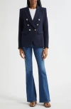 Veronica Beard Miller Dickey Linen-blend Blazer In Navy/silver