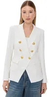Veronica Beard Miller Dickey Double-breasted Grain De Poudre Blazer In White
