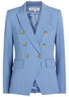 Veronica Beard Miller Dickey Pinstriped Crepe Blazer In Blue
