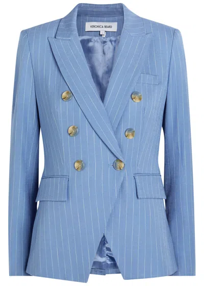 Veronica Beard Miller Dickey Pinstriped Crepe Blazer In Blue