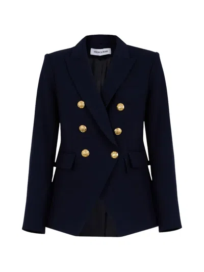 Veronica Beard Miller Dickey Double-breasted Grain De Poudre Blazer In Navy