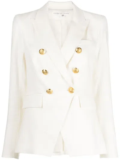 Veronica Beard Miller Double-breasted Blazer In White