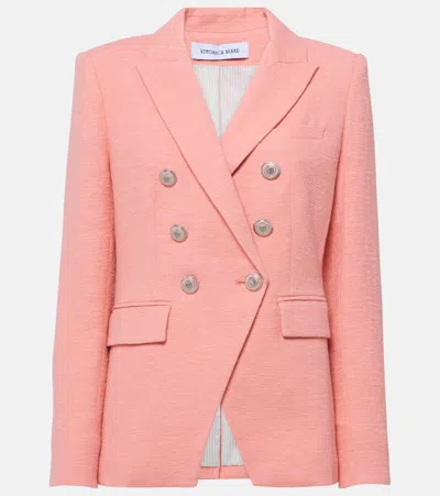 Veronica Beard Miller Double-breasted Cotton Blazer In Pink