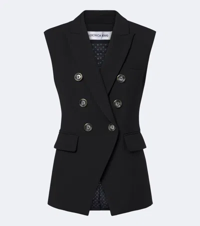 Veronica Beard Miller Double-breasted Vest In Black