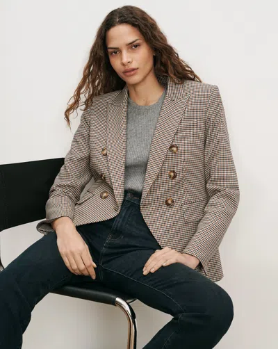 Veronica Beard Miller Houndstooth Dickey Jacket Rust Navy Multi In Rust/navy Multi
