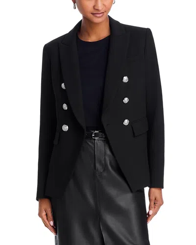 Veronica Beard Miller Dickey Double-breasted Grain De Poudre Blazer In Black