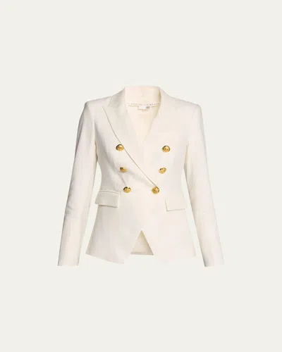Veronica Beard Miller Dickey Double-breasted Grain De Poudre Blazer In Off White Gold