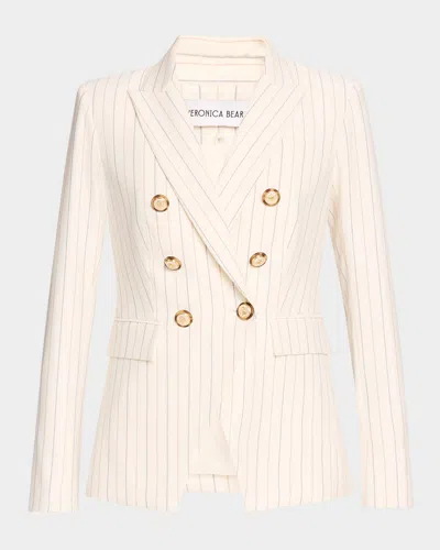 Veronica Beard Miller Pinstripe Dickey Jacket In Dove Multi
