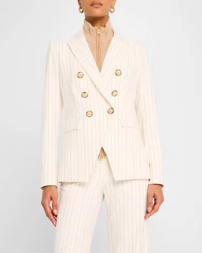Veronica Beard Miller Pinstripe Dickey Jacket In Dove In Grey