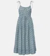 Veronica Beard Millie Floral Shirred Midi Dress In Blue