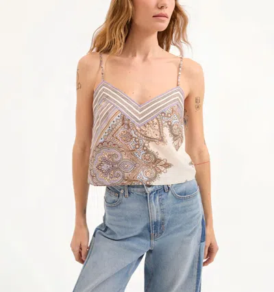 Veronica Beard Milln Top In Stone Khaki In Multi