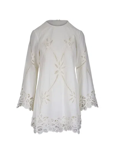 Veronica Beard Mini Amberg Lace Dress In White