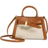 Veronica Beard Dash Mini Canvas & Leather Crossbody Bag In Natural Linen Hazelwood