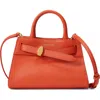 Veronica Beard Mini Dash Leather Top Handle Bag In Persimmon