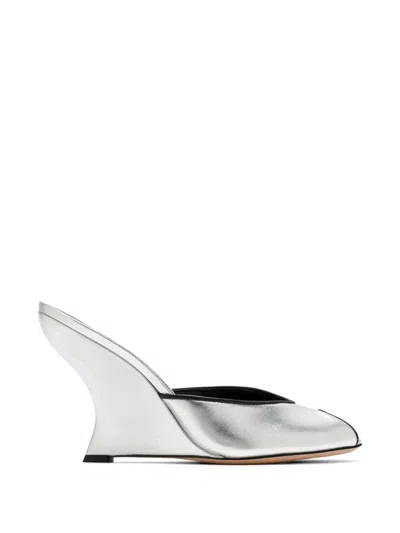Veronica Beard Mirabel Mules In Silver