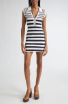Veronica Beard Mixed Stripe Sleeveless Cotton Blend Sweater Minidress In Multi