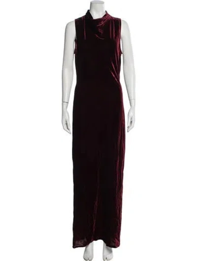 Pre-owned Veronica Beard Mock Neck Long Dress In Burgundy