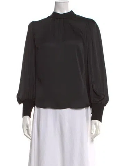 Pre-owned Veronica Beard Mock Neck Long Sleeve Blouse In Black