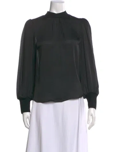 Pre-owned Veronica Beard Mock Neck Long Sleeve Blouse In Green