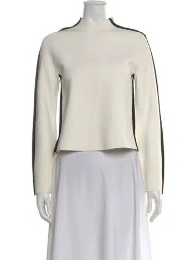 Pre-owned Veronica Beard Mock Neck Long Sleeve Crop Top In Neutral