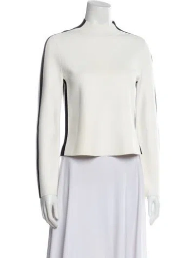 Pre-owned Veronica Beard Mock Neck Long Sleeve Crop Top In White