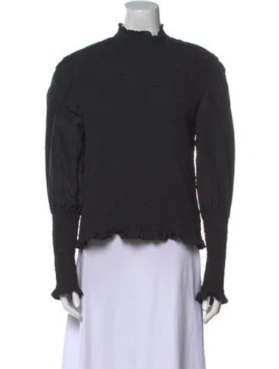 Pre-owned Veronica Beard Mock Neck Long Sleeve Sweatshirt In Black
