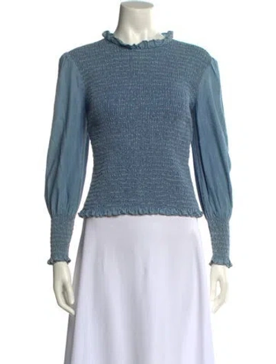Pre-owned Veronica Beard Mock Neck Long Sleeve Sweatshirt In Blue