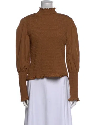Pre-owned Veronica Beard Mock Neck Long Sleeve Sweatshirt In Brown