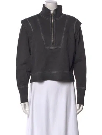 Pre-owned Veronica Beard Mock Neck Long Sleeve Sweatshirt In Gray