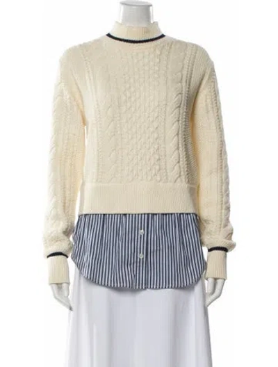 Pre-owned Veronica Beard Mock Neck Long Sleeve Sweatshirt In Neutral