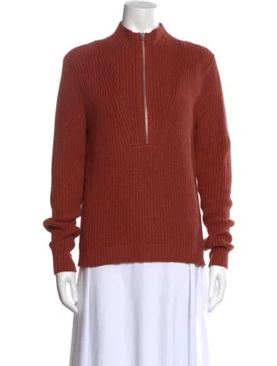 Pre-owned Veronica Beard Mock Neck Long Sleeve Sweatshirt In Orange